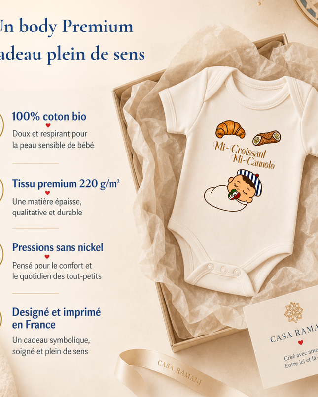 Body Bébé "Mi-Croissant, Mi-Cannolo"