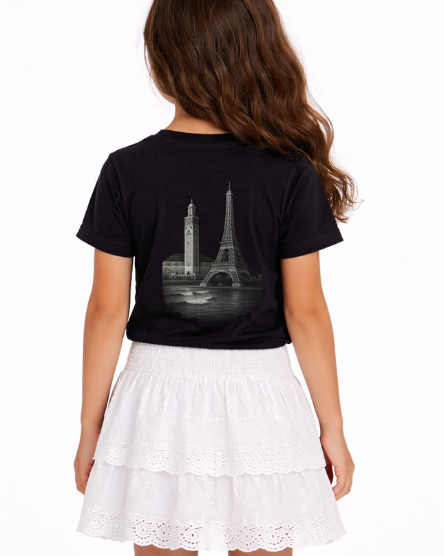 T-shirt Enfant “Hassan II x Eiffel” - Héritage Maroc x France