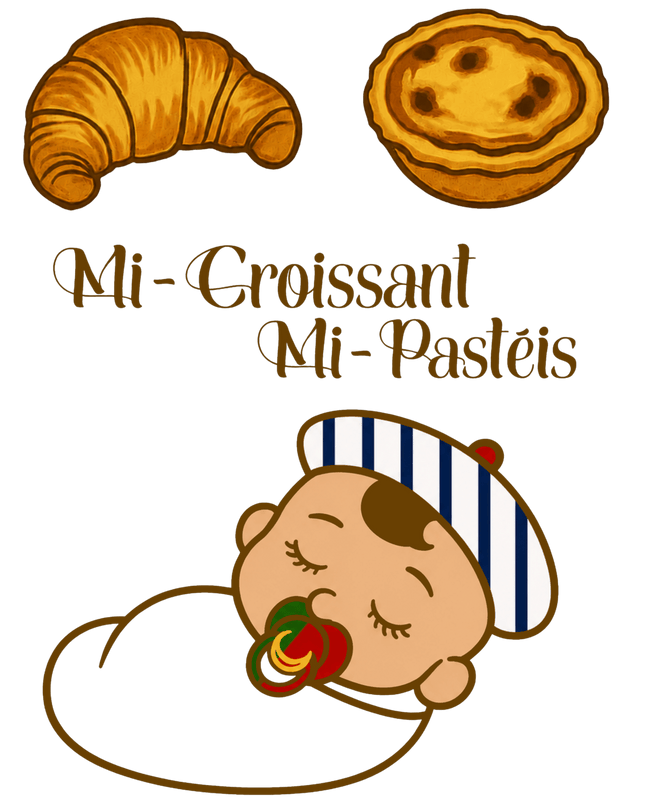 Body bébé fille « Mi-Croissant, Mi-Pastéis », zoom broderie – body franco-portugais – Casa Ramani