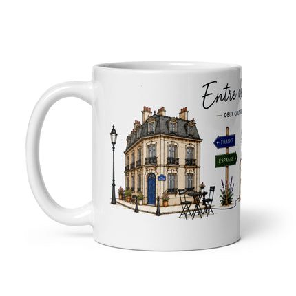 Mug franco-espagnol « Entre deux chez-moi », vue de dos – cadeau franco-espagnol – Casa Ramani