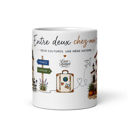 Mug franco-espagnol « Entre deux chez-moi », zoom détail impression – cadeau franco-espagnol – Casa Ramani