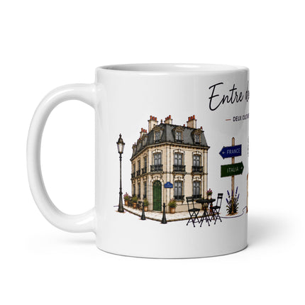 Mug franco-italien « Entre deux chez-moi », vue de dos – cadeau franco-italien – Casa Ramani
