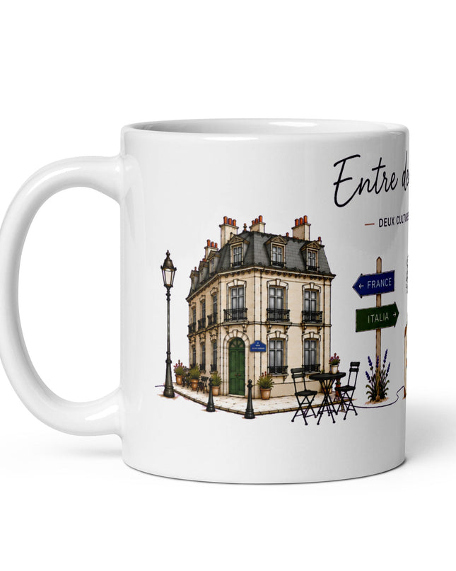Mug franco-italien « Entre deux chez-moi », vue de dos – cadeau franco-italien – Casa Ramani