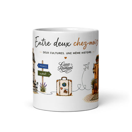 Mug franco-marocain « Entre deux chez-moi », vue de dos – cadeau franco-marocain – Casa Ramani