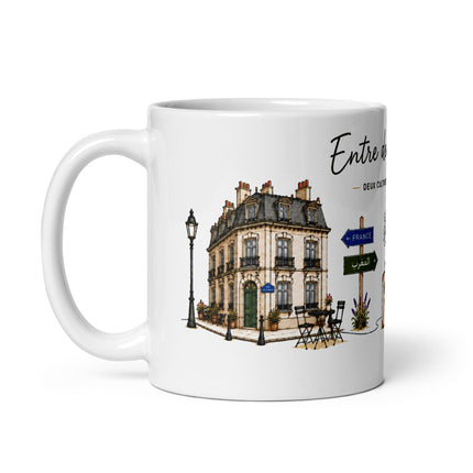Mug franco-marocain « Entre deux chez-moi », zoom détail impression – cadeau franco-marocain – Casa Ramani