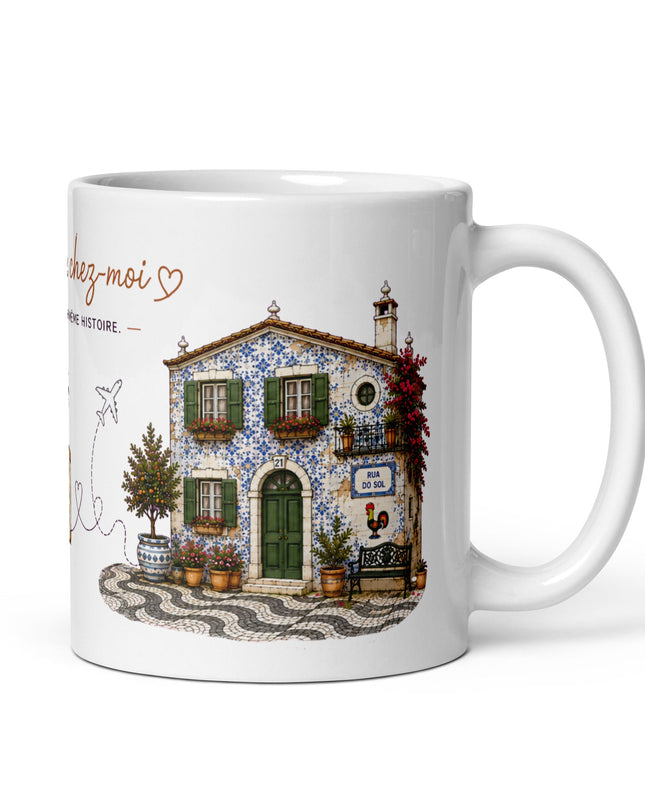 Mug franco-portugais « Entre deux chez-moi », vue de dos – cadeau franco-portugais – Casa Ramani
