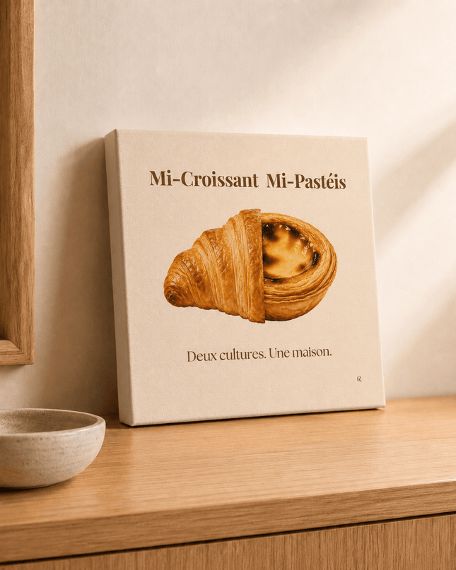 Toile Croissant & Pastéis – Cadeau France x Portugal - Casa Ramani