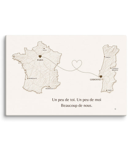 Toile Un peu de toi, un peu de moi - Cadeau France x Portugal - Casa Ramani