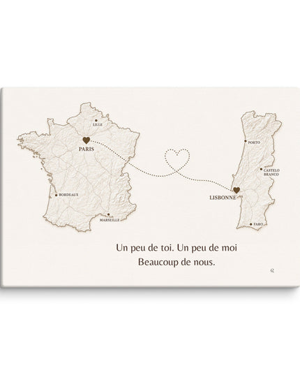 Toile Un peu de toi, un peu de moi - Cadeau France x Portugal - Casa Ramani